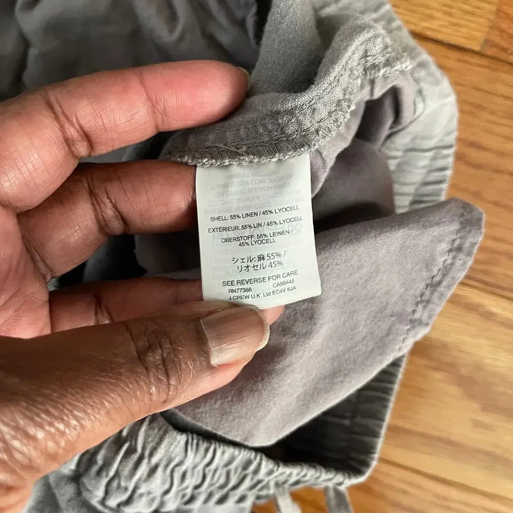 J. Crew Point Sur Seaside Pant 4 Gray Linen Blend High Rise Jogger Casual Crop